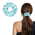 ZLYC 100% Mulberry Silk Scrunchie 19 Momme Gentle Creaseless Hair Tie for Women Dent-Free Ponytail Holder, 3.5cm Solid Light Blue