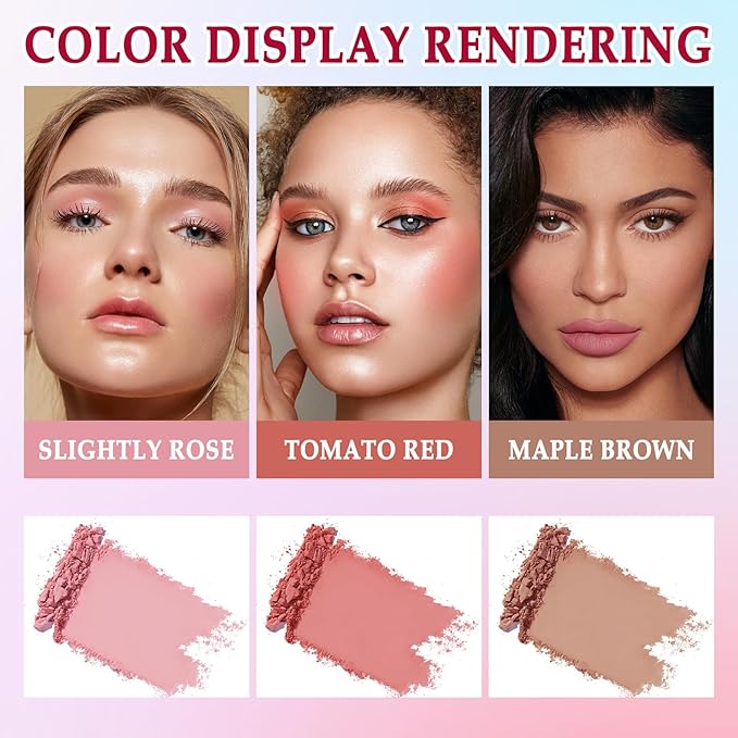 6 Colors Blush Stick,Solid Cream Blush,Multi-Use Blush Stick for Cheeks,Lips and Eye,High Pigmented Blush Makeup Stick Set D