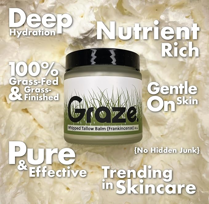 Graze. Skincare: Handmade Organic Whipped Tallow Balm (Frankincense)