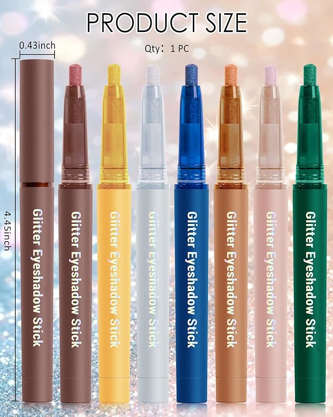 Glitter Eyeshadow & Eyeliner Stick 2 in 1, Metallic Shimmer Eyeshadow Stick, Twist-Up Built in a Sharpener Light Pink Eyeliner Pen, Waterproof Creamy Eye liner Makeup for Women Christmas-11 Light Pink
