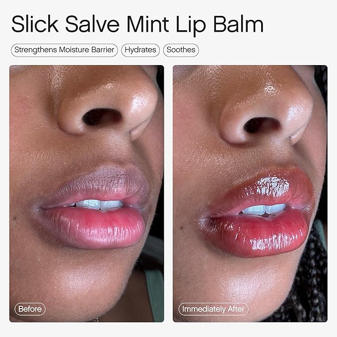 Topicals Slick Salve Mint Glossy Lip Balm | Soothes Discomfort, Strengthens Barrier and Provides Lasting Hydration & Relief | Vegan, Paraben-Free Formula with Hyaluronic Acid and Ceramides (0.5 Fl Oz)
