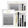 QUEWEL Lash-Clusters-Kit 144 Pcs DIY Lash Extension Kit, Eyelash Clusters Applicator Tool, Super Hold Cluster Lashes Bond and Seal, Clusters Eyelash Glue Remover Easy to Use at Home(Fluffy)