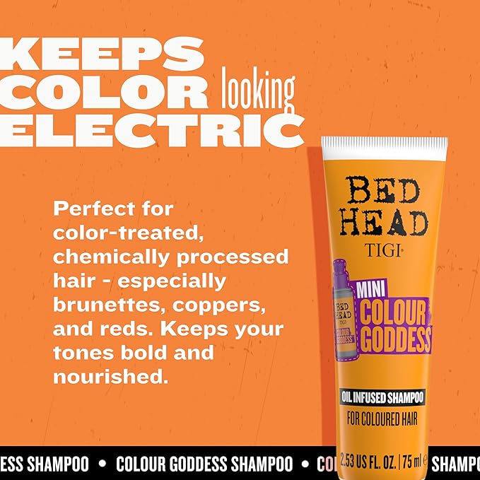 Bed Head by TIGI Colour Godess Shampoo Travel Mini – Oil Infused Shampoo for Color Treated Hair, 2.53 fl oz