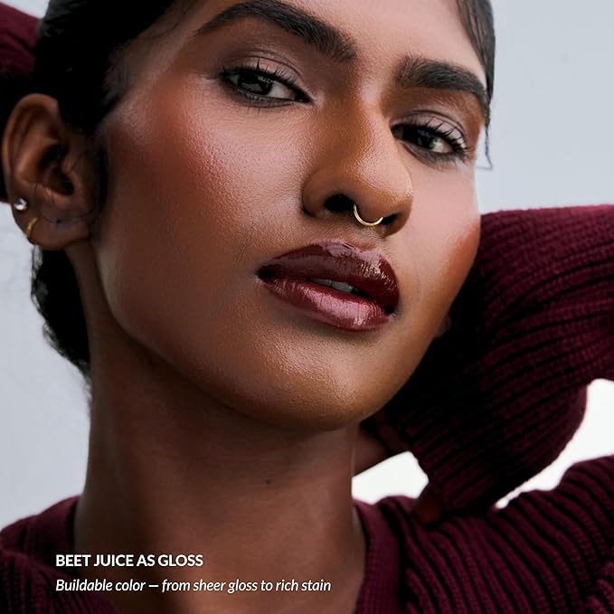 Mango People Hydrating Glossy Fruit Lip Stain, Long Lasting Tint & Oil Stain, Lightweight Lip Makeup with High-Shine Finish for Soft, Smooth and Nourished Lips - Beet Juice