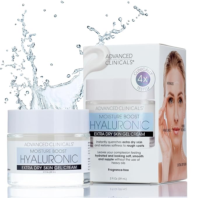 Advanced Clinicals Hyaluronic Acid Moisturizer Gel Face Cream W/Vitamin E + B5 | Hydrating & Vitamin C Face Lotion Hydrates Dry Skin & Improve Look Of Wrinkles & Fine Lines, 2 Fl Oz