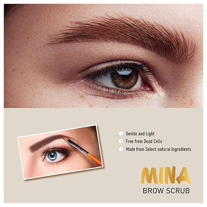MINA Brow Scrub | For Long-Lasting Henna Or Tint | Natural Extracts Gently Exfoliate The Skin | Prepare The Area For Henna Or Tint 50ml | Organic Brow Scrubber for Tinting Process