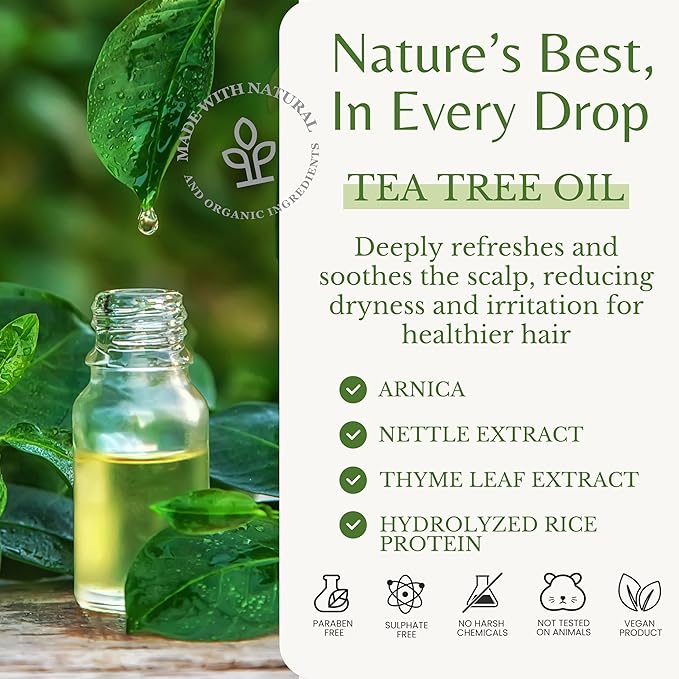 Edenika Botanicals Tea Tree Conditioner with Thyme, Nettle & Arnica, 16 fl oz, Invigorating & Nourishing Formula, Vegan, Sulfate-Free, Paraben-Free, for All Hair Types