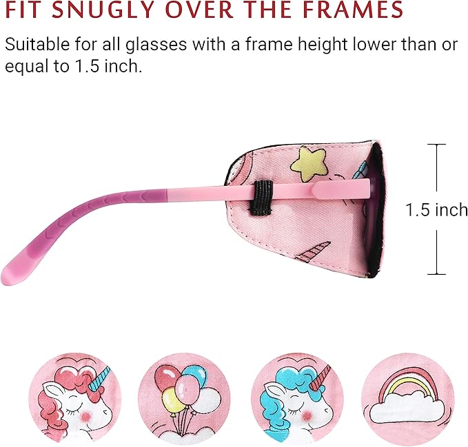 Astropic Cotton & Silk Eye Patch for Kids Glasses (Right Eye, Rainbow)