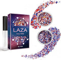 Laza Independence Day Body Glitter, 2 Jars Olympic Red Blue White Chunky Sequins with Glue Women 4th of July Face Paint Festival Rave Outfit Hair Accessories Party Costumes-Independence Parade