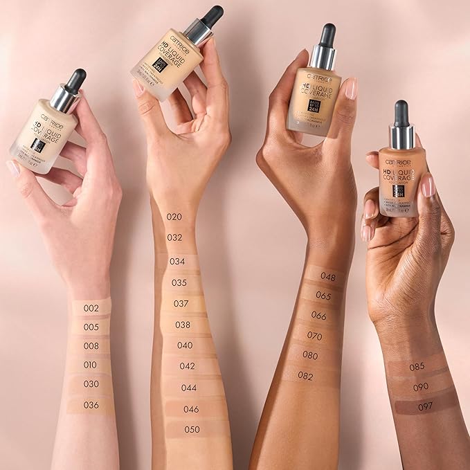 Catrice | HD Liquid Coverage Foundation | 24H Wear, Matte Finish, High Coverage, Waterproof Formula with Niacinamide | Vegan & Cruelty Free (066 | Warm Toffee)