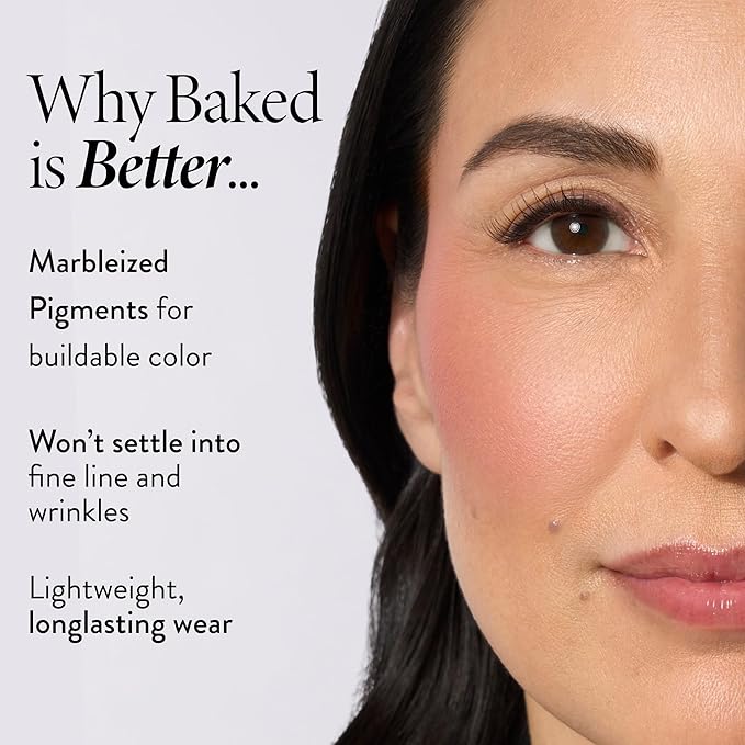 LAURA GELLER NEW YORK Baked Blush-n-Brighten for Mature Skin - 05 Pink Grapefruit - Powder Blush Won't Settle into Fine Lines - Buildable Natural Finish – Longlasting Formula - Made in Italy