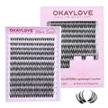 OKAYLOVE Natural Lash Clusters, Flora Luxe 8-18mm DIY Wispy Cluster Eyelash Extensions Kit, 132pcs Clear Band Individual Lashes