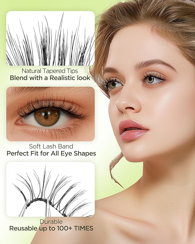 BEYELIAN Magnetic Eyelashes with Applicator Kit, Upgrade Reusable Magnetic Lashes With Fixer, No Glue Needed Soft Magnetic Eyelash for Eye (Lightweight & Comfortable)