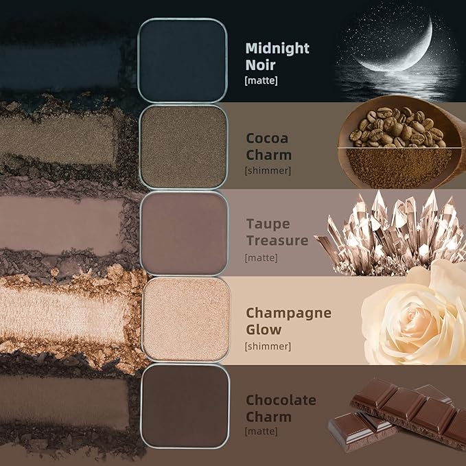 Refill Shimmer Champagne Single Eyeshadow with Pan (No Case), Light Gold Highlight Shade, Smooth Blendable Long-Lasting Powder, Fits Magnetic Palette (Champagne Glow)