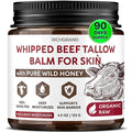 RICHGRAND Beef Tallow for Skin - Whipped Tallow and Honey Balm - Grass Fed Beef Tallow for Face, Daily Moisturizer & Body Butter - Natural Non Comedogenic Skincare (4.3 oz)