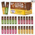 Nature's Bees Cocoa Butter Lip Balm Moisturizer, 24 Pack - 4 Flavors, Original, Shea Butter, Mango Butter, & Olive Oil, Made with Coconut Oil, Beeswax, Vitamin E and Aloe, 0.15 oz - Packaging May Vary