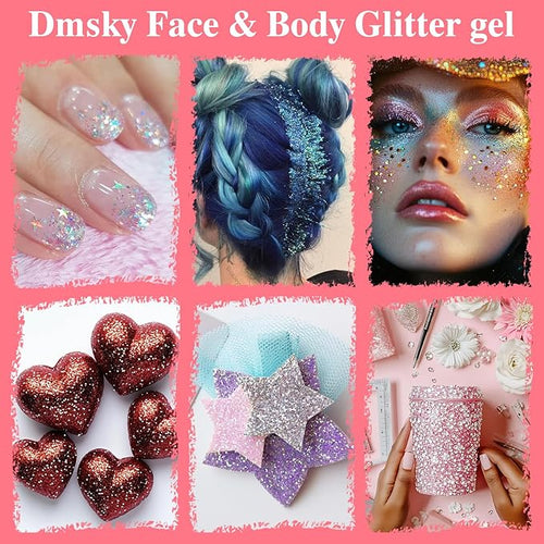 14 Colors Body Glitter,Face Glitter Makeup for Kids Women,Sparkly Chunky Hair Glitter for Eye Lip Nails,Mardi Gras Glitter Makeup Face Paint,Singer Concerts Disco Rave Festival Accessories