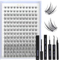 Lash Clusters Kit, Eyelash Clusters Individual Lash Extension Kit D Curl Fluffy Wispy False Eyelashes Extensions Thin Band with Bond Seal Tweezers Brush (SMY-XYJ-KIT)