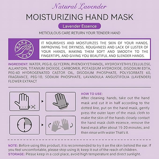 6 Pairs of Hand Masks Moisturizing Glove, Hydrating Hand Masks for Dry Peeling Hands, Exfoliating Collagen Gloves for Smooth Hands (Lavender)