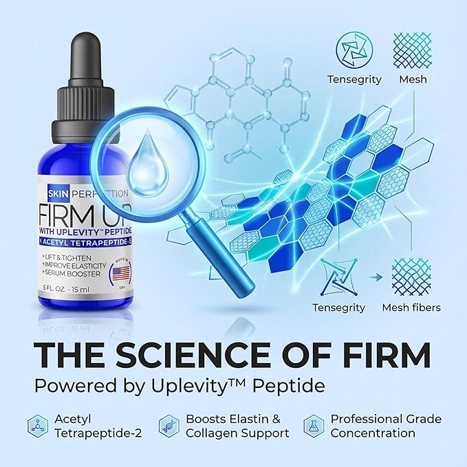 Skin Perfection Uplevity Anti-aging Tightening Peptide Serum Booster Firming Peptide Increase Elasticity Add To Any Moisturizer for Added Effectiveness Against Sagging Acetyl Tetrapeptide-2
