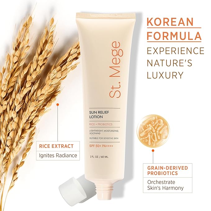 Rice Korean Sunscreen: SPF 50+ PA++++, Daily Lightweight Face Sunscreen with Rice Extract & Probiotics - No White Cast, Non-Greasy Sun Block for Sensitive Skin, Travel Size (60ml)