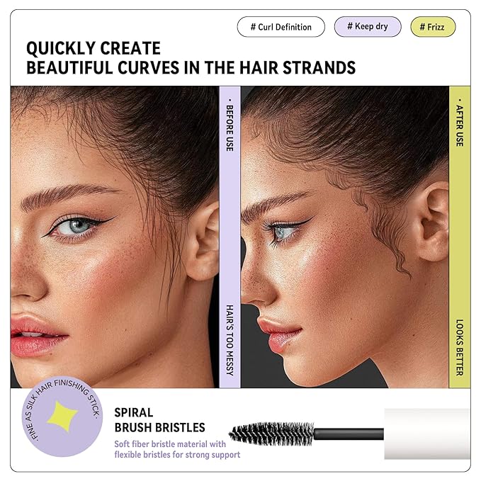 BestLand Double-Head Hair Serum Wand for Frizz and Flyaways – Non-Greasy Flyaway Tamer with Hair Mascara Brush & Comb Tip, Styling Gel Wax Stick, Travel Size, Ideal Gifts for Women Girls