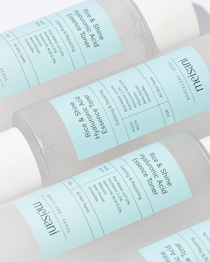 Rice & Shine Hyaluronic Acid Essence Toner - Hydrating Brightening Facial Toner with Ceramides and Panthenol| Korean Vegan Skincare | 5.07 fl.oz.