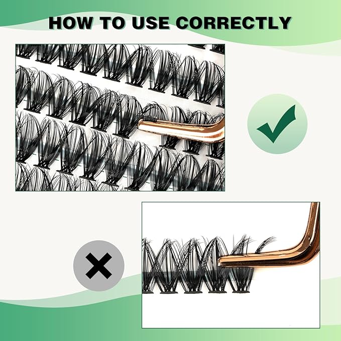 KEYYOU Lash Clusters 300pcs Individual Lashes, 40D 0.07C Curl 11mm DIY Eyelash Extension, Soft & Natural Volume Cluster Lashes with Large Tray