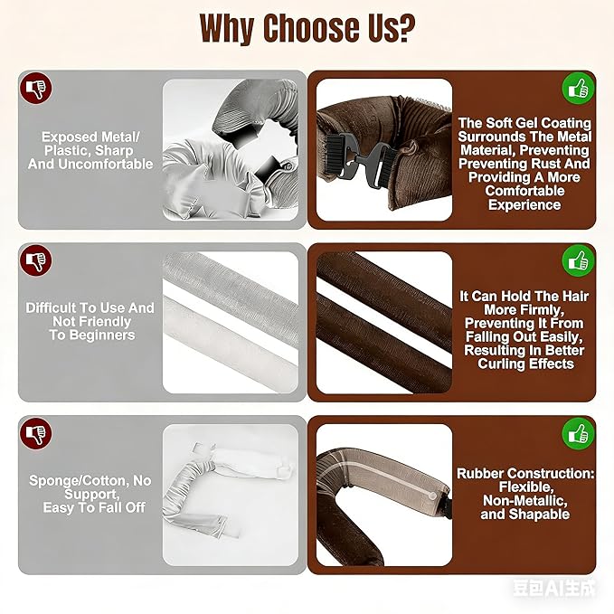 【5Pcs】 Heatless Hair Curler Overnight Curls with Satin Scarf No Heat Curling Blowout Rod to Sleep In Hair Rollers