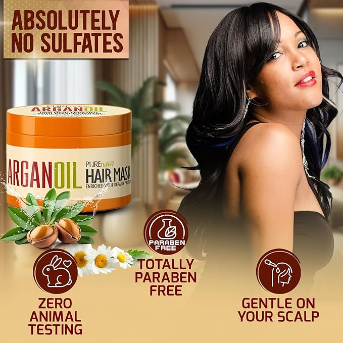 Moroccan Argan Oil Intense Hair Mask - Hydrating Technology for Damaged, Extremely Dry Split Ends - Deep Conditioner Repair Treatment for Curly, Straight, Frizzy, Black and Color Treated Hair