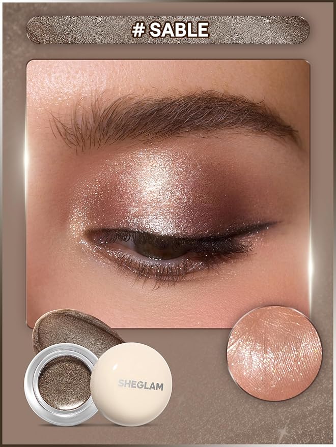 SHEGLAM Starstruck Cream Eyeshadow Pot High Pigment Long-lasting Shimmer Single Eyeshadow-Sable