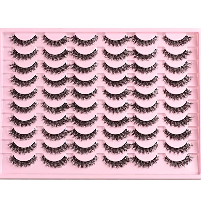 FARRED Lashes Natural False Eyelashes Wispy Fake Lash Strips 30 Pairs Cat Eye Mink Strip Eyelash Short Fluffy Easy Cateye Lashes for Beginners Demi Wispies Eye Lash Natural Looking for Daily Makeup
