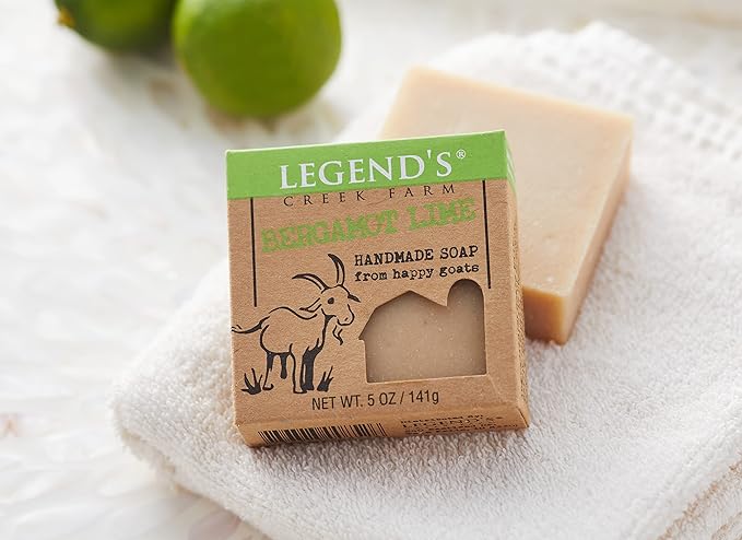 Legend's Creek Farm Goat Milk Soap - Cleansing Moisturizing Bar for Hands and Body - 5 Oz Creamy Lather, Nourishing, Gentle Natural Soap for Sensitive Skin (Bergamot Lime, Pack of 1)