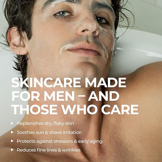 HommeFace Men’s Revitalizing Hydrogel Facial Mask Set (5ct) - Hydrating, Beard-Friendly, Anti-Aging, Soothing Face Sheet Masks - Korean Skincare Technology with Hyaluronic Acid, Vitamins & Peptides