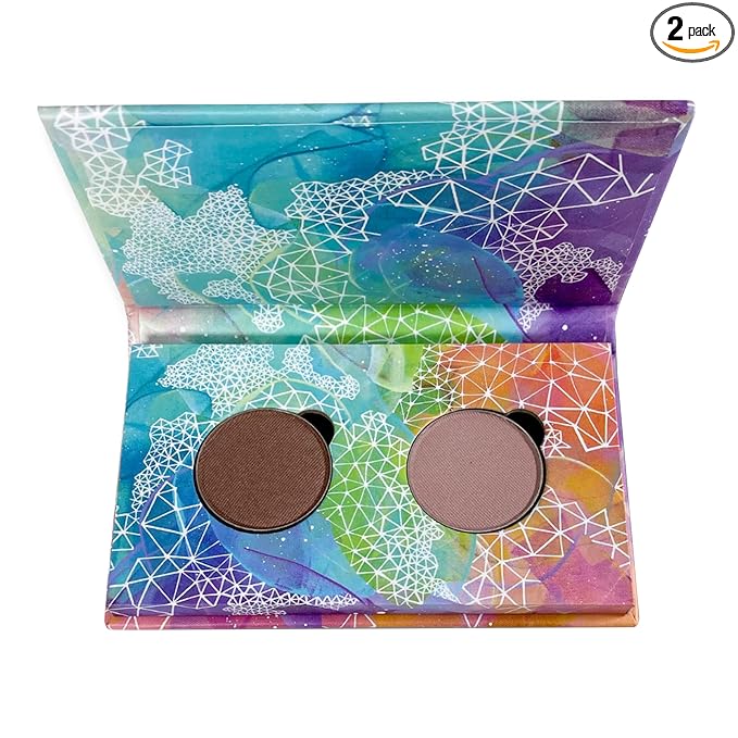 Honeybee Gardens Mini Skinny Duo Eye Shadow Compact in Tippy Taupe and Canterbury, Longlasting, Refillable & Customizable, Vegan, 26mm Pans