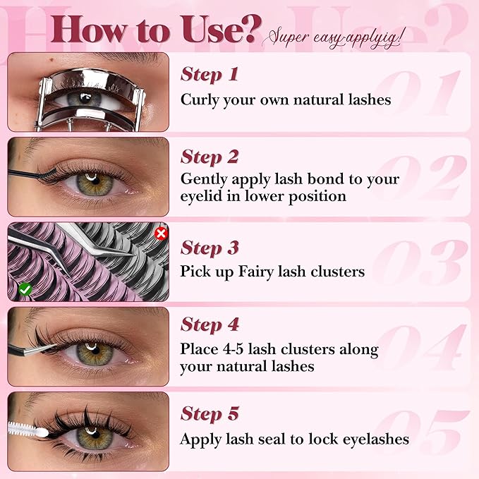 Fairy Lash Clusters Manga Eyelash Clusters Natural Wispy Cluster Eyelash Extensions with Invisible Band Viva Spiky Individual Lashes DIY Salon Look Lash Extension at Home by zenotti (144pcs 8-18mm)