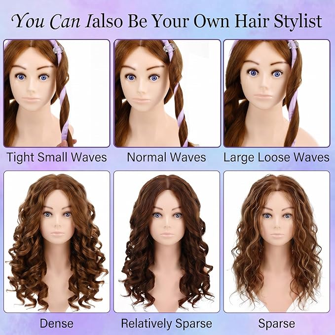 2 Sets Small Heatless Curling Rod, 160 CM Long Heatless Curlers for Long Hair with 4 hair clips and 4 hair ties, Over Night Heatless Curl Rod for Women and Girls(Black, Purple)