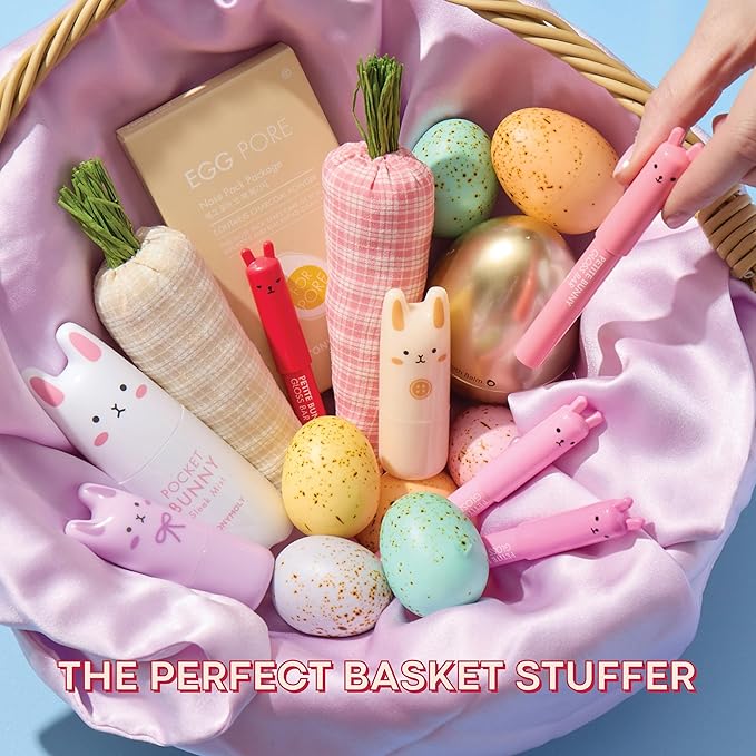 TONYMOLY Petit Bunny Lip Gloss – Easter Basket Stuffer, Cute Bunny Lip Crayon, Hydrating Korean Lip Gloss with Vitamin E for Soft, Juicy Strawberry