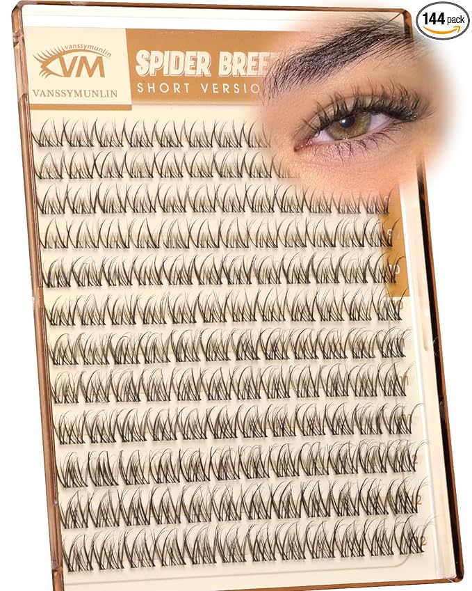 Short Spider Breeze Lash Clusters, Natural Wispy 8-12mm Eyelash Clusters D Curly Lashes Cluster Short & Invisible Band Cluster Eyelash Extensions Reusable Individual Lashes for DIY by Vanssymunlin