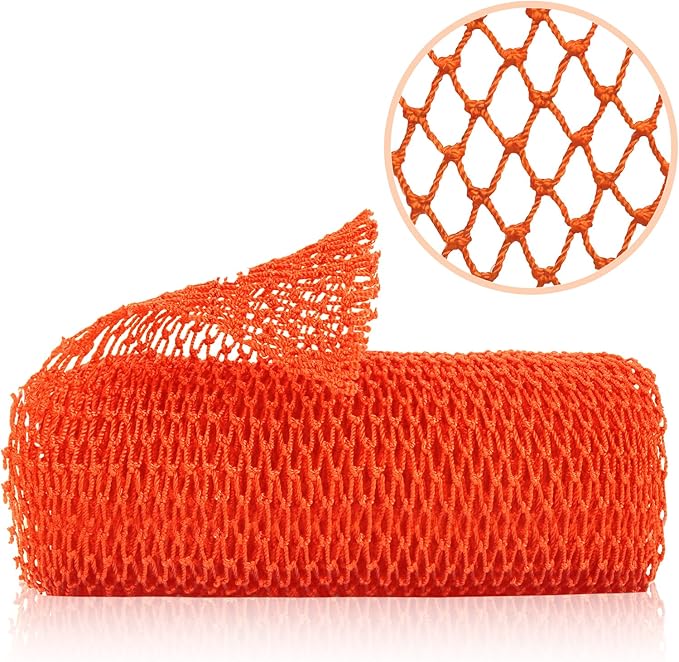 ZOCY African Net Sponge, Authentic Exfoliating Body Scrubber for Bath and Shower, Multiple Textures with Gentle Deep Exfoliating and Rich Lather for All Skins (Orange)