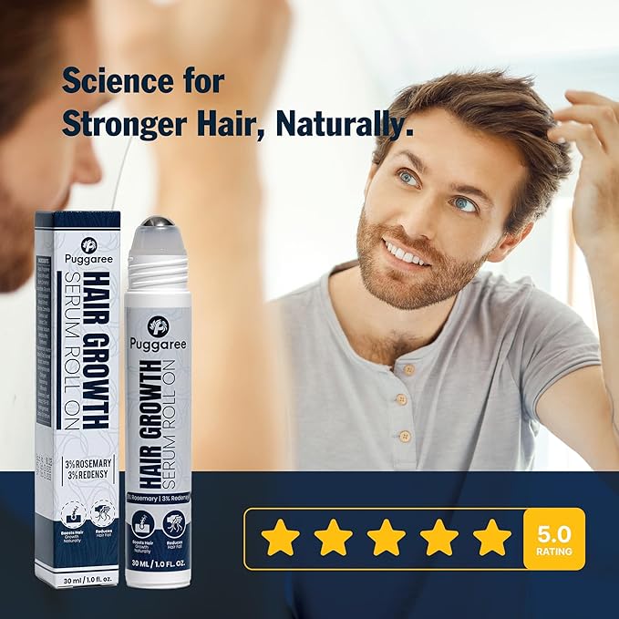 Redensyl Hair Growth Serum Roll On – 3% Rosemary, 3% Redensyl, DHT-Blocking Scalp Serum for Thicker, Fuller Hair – For Women & Men (30 ml)