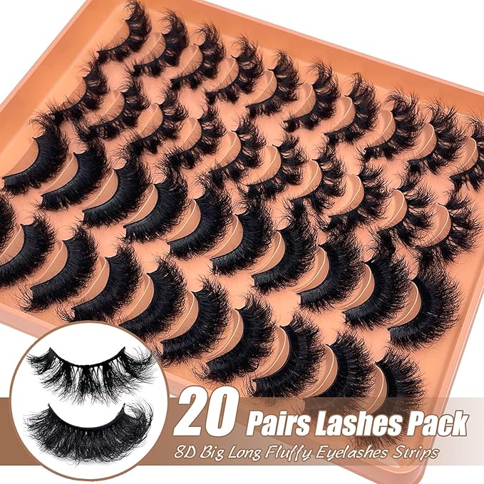 False Mink Eye Lashes Fluffy Full Strip Eyelash Dramatic 20mm 25mm Big Long Lashes Pack Thick Eyelashes Extensions D Curl Faux Mink Eyelashes Bulk Styles Mixed YH306