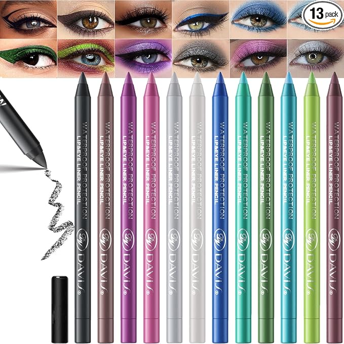 12 Color Eyeliner Pencil Set with Sharpener Waterproof and Long-Lasting Colour Gel Eye Liner Pencils for Women