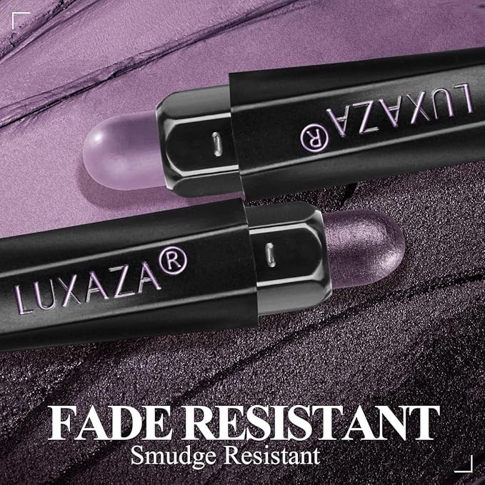 LUXAZA PRO Purple Eyeshadow Stick 6PCS Set, Metallic Shimmer Matte Cream Eye Shadow Palette Brightener Pencil Crayon, Halloween Makeup - BLUEBERRY