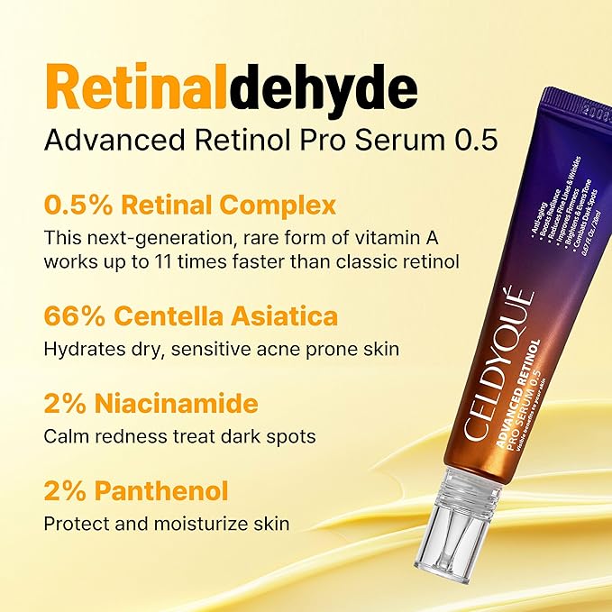 Radiance-Boosting Retinal Eye Cream Serum 0.5 w/ 66% Centella 2% Niacinamide & Barrier Lipid Complex Advanced Gentle Retinol Retinoid Hydrating Anti-Aging for Fine Lines & Uneven Tone Korean Skincare