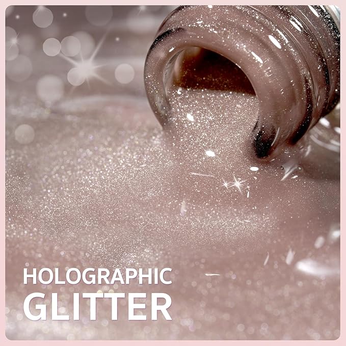 GAOY Glassy Cat Eye Gel Nail Polish, 16ml Glitter Holographic Nail Polish with Magnet, Reflective Translucent UV Gel, 2063 Mist Pink