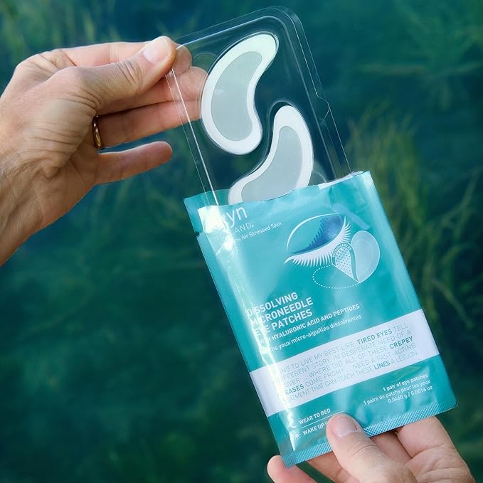 Skyn ICELAND Dissolving Microneedle Under Eye Patches with 39% Hyaluronic Acid and Peptides, No Slip Overnight Eye Mask for Fine Lines, Wrinkles and Hydration, Vegan, All Skin Types, 1 Pair