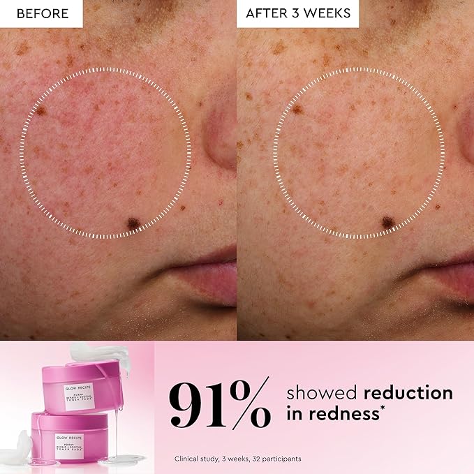 Glow Recipe PDRN+ Repair + Soothe Toner Pads - Fragrance-Free Face Toner Pads for Sensitive Skin - Barrier Repair, Redness Reducing + Calming Hydration with Centella - Korean Skin Care (60 Face Pads)