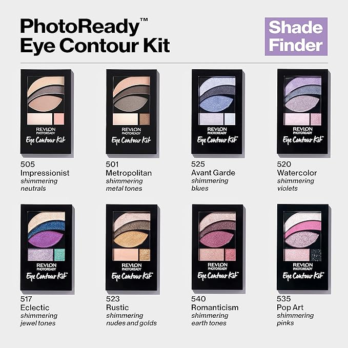 REVLON PhotoReady Eye Contour Kit, Eyeshadow Palette with 5 Wet/Dry Shades & Double-Ended Brush Applicator, Avant Garde (525), 0.1oz