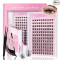 Natural Lash Clusters Kit with Spikes 10-18mm Mix D Curl DIY Extension Eye Natural Lashes False Wispy EyeLash Cluster with Bond & Seal, Glue Remover, Tweezers (U27 Lash Kit)